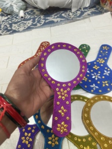 Espejo de Bolsillo Vintage Multicolor para Dama de Honor, Espejo Decorativo para Regalo, Boda India, Haldi, Sangeet, Diwali, Rakhi, Puja - Product Image 6