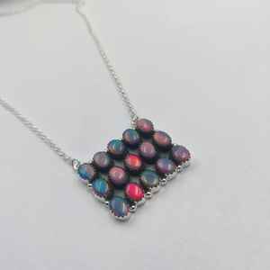 Trendy Natural Colorful Ethiopian Opal Oval Shape Stone Customize Size Bello Opal <b>Squash</b> Blossom Navajo Bar Necklace Pendent - Product Image 1