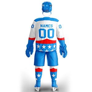 ชุดยูนิฟอร์มฮอกกี้น้ำแข็งโพลีเอสเตอร์ 100% ขายส่ง รุ่นล่าสุดสำหรับผู้ใหญ่ รับผลิตตามสั่ง บริการ OEM กันน้ำ พร้อมสกรีนโลโก้ - Product Image 3