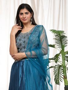 Último diseñador Georgette Espejo Trabajo Bordado Secuencia Trabajo Lehenga Choli Por Fab Zone - Product Image 4