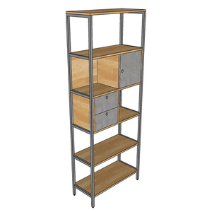 KS68170 Living Room Decorative Shelf with Drawers Rubber Wood and Iron Frame Standing Type Installation - Product Image 5