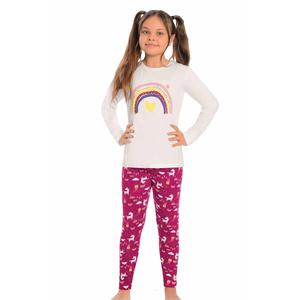 Set pigiama ragazza collant a manica lunga Ecru