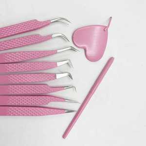 Pinces à épiler professionnelles en acier inoxydable avec logo personnalisé, poignée diamantée, anti-magnétiques, pour extensions de cils, 45, 75, 90 degrés, pointues, volume - Product Image 4