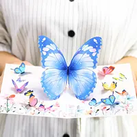 나비 야생 꽃 팝업 카드 사용자 정의 팝업 카드 종이 꽃 3d 카드 사용자 정의 디자인 레이저 컷 도매 용품
