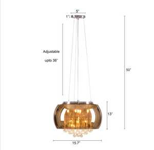 Lustre en cristal enchanté (40 cm) |   Luminaire de plafond en finition miroir doré |   Lampe suspendue moderne de luxe - Product Image 6