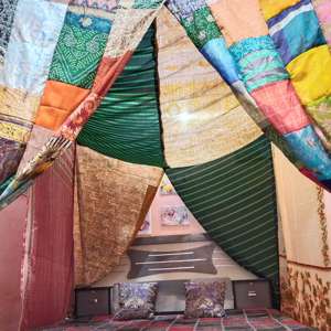 Dosel de cama Sari bohemio multicolor con mosaico de mosquitos para decoración del hogar y Camping - Product Image 1