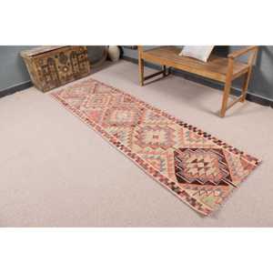 Turkish Vintage Rug 2.4x8.4 ft, <b>Red</b> Patchwork Rug - Product Image 1