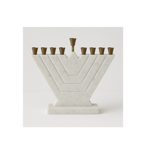 Support de menorah de Hanoucca en marbre de luxe avec des coupelles en métal de qualité supérieure, cadeau judaïque géométrique moderne, vente chaude, éclairage de fête design - Product Image 4