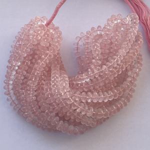 Cuentas Rondelle facetadas de cuarzo rosa Natural de 6mm y 8mm, cadena de piedras preciosas semipreciosas sueltas, último diseño para joyería - Product Image 3