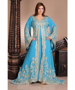 Kaftan islámico marroquí moderno para mujer Vestido de playa largo hasta el suelo con suministro ODM de manga larga transpirable - Product Image 1