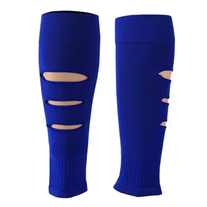 Chaussettes de compression sportives pour hommes, chaussettes de mollet de football avec 3 trous, manches de jambe d'automne, logo tricoté sur le bas du revers - Product Image 3