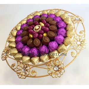 Bandeja para servir de nácar de gran tamaño, tapa de cristal, elegante bandeja de madera para Chocolate para postres, pastelería para decoración de Ramadán Eid - Product Image 6