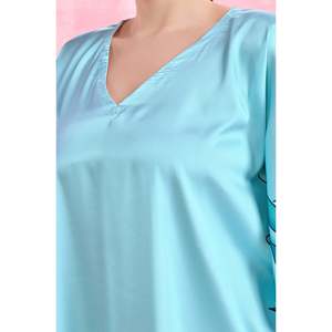 Aquatic Garden Soft Satin Short Kaftan Traje de baño con estilo Cover Ups - Product Image 4
