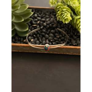 Navajo Handmade Mohave Turquoise & Sterling <b>Silver</b> Fashion <b>Cuff</b> <b>Bracelet</b> - Product Image 1