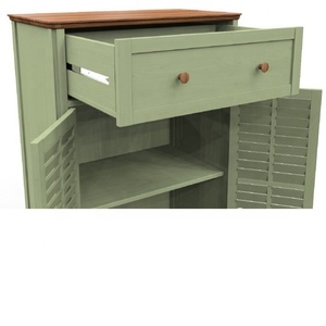 LAVITA KD Armario para Toallas de 2 Puertas, Acabado Desgastado, Color Verde, Madera, Estilo Victoriano, Taburete Plegable para el Hogar, Otomana, Certificado BSCI, Vietnam - Product Image 3