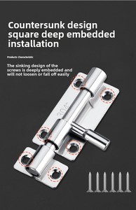 Thép không gỉ trượt Bolt cổng chốt kẽm mạ Thùng chốt khóa cửa và cửa sổ chốt 1PC cửa bu lông - Product Image 2