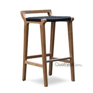 Sidi Modern Teak Bar <b>Stool</b> with Rope Weaving Eco-Friendly for Outdoor Restaurants and Hotels - Product Image 1