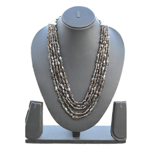 Ensemble de colliers smoki à cinq couches de perles de quartz semi-précieuses naturelles pour femmes et filles pour mariage et fête - Product Image 1
