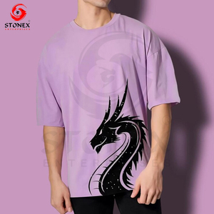 Camiseta de hombre de algodón de gran tamaño gráfico de peso pesado Streetwear Vintage de alta calidad personalizado DTG estampado Boxy camiseta de hombre - Product Image 1