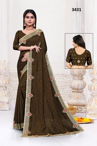 ชุดส่าหรีอินเดียแบบดั้งเดิมสำหรับผู้หญิงสำหรับงานแต่งงานและงานเลี้ยง - Product Image 6