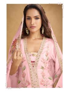 High on Demand Chinnon <b>Silk</b> Salwar Suit Real Chinon with Embroidery Sequence Work Salwar Suit for Worldwide Export - Product Image 2