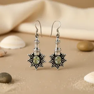 Boucles d'oreilles pendantes étoile en argent 925 avec pierres précieuses grenat, topaze, améthyste, diamant, rubis, émeraude - Tendance, pour femme, usage quotidien, idéal pour offrir - Product Image 1