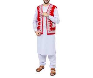 Bajo MOQ transpirable Chaleco de talla grande para hombres Shalwar Kameez desgaste exterior bordado pesado longitud corta servicio OEM disponible - Product Image 3