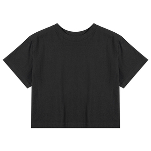 Couleur unie haut court O cou t-shirts blanc grande taille femmes haut court t-shirts en vrac Logo personnalisé tenue décontracté haut court t-shirts - Product Image 3