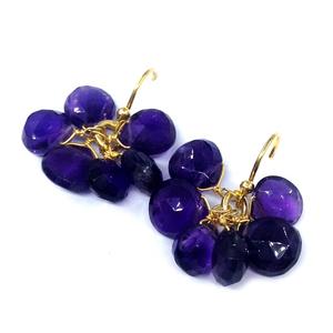 เงินสเตอร์ลิง925อินเทรนด์และบริสุทธิ์ชุบทองอเมทิสต์อัญมณีที่มีค่าคลัสเตอร์หยดต่างหูต่างหูแฟชั่นลดลง - Product Image 2