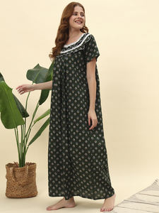 Camisón Victoriano Elegante de Encaje de Algodón para Mujer con Estampado Floral para Verano y Primavera - Product Image 3