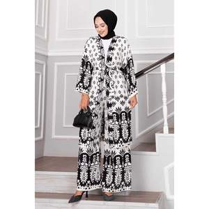 Hijab Kimono Viscose 2 Pièces Ensemble Blanc - Product Image 1