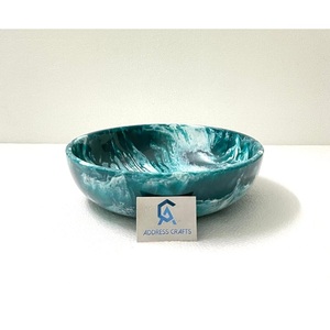 Vaisselle en résine moderne faite à la main, design personnalisé, forme ronde, bol à fruits et salades avec texture marbrée pour les fêtes, la maison, l'hôtel - Product Image 2