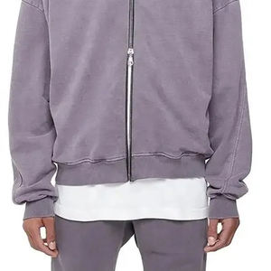 Sudadera con capucha desgastada lavada con ácido personalizada para hombre, ropa de calle recortada ajustada de gran tamaño para fabricantes de ropa de invierno - Product Image 4