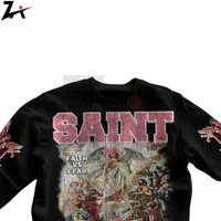 Camisetas de Invierno Unisex de Manga Larga con Hombros Caídos, Estilo Urbano, Bordado 3D Personalizado al por Mayor, de Nailon/Algodón, con Estampado Completo