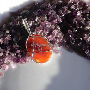 Precio al por mayor de fábrica, colgante de cristal de piedras preciosas de envoltura de alambre de jaspe rojo de alta calidad, proveedor en línea de colgantes de cristal de piedras preciosas - Product Image 5