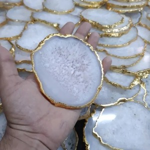 จานรองแก้วหินอาเกตธรรมชาติขัดเงาสไตล์รักกันน้ำกำหนดขนาดเองได้ - Product Image 1