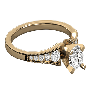 Anillo de Compromiso Solitario con Diamante Redondo y Engaste Milgrain - Product Image 2