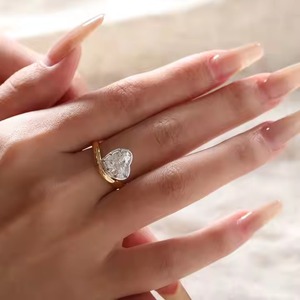 Solitaire coeur laboratoire cultivé diamant romantique bague de fiançailles 14K or massif bague de mariage saint valentin cadeau pour petite amie - Product Image 5