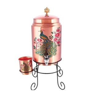 High Selling Hammered Design Copper Water Container Anti-corrosion Coating <b>Lid</b> Hand Grip for Kitchen Hotel Restaurants <b>Decor</b> - Product Image 2