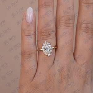 0.50 CTW Marquise Cut Cluster Moissanite Bague pour femme/Anniversaire Cadeau Bague Bande pour Amour - Product Image 4