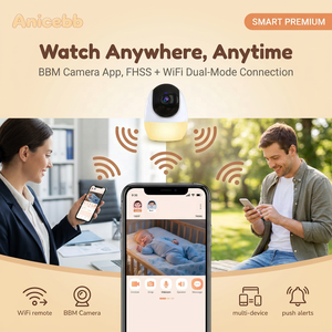 จอภาพเด็ก 4.3 นิ้ว 1080P แบตเตอรี่ 3500mAh ชาร์จใหม่ได้ WiFi FHSS โหมดคู่ แพน-ทิลท์ มองเห็นในเวลากลางคืน VOX เสียงสองทาง วัดอุณหภูมิ - Product Image 4