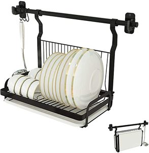 Escurridor de Platos Colgante de Acero Inoxidable con Recubrimiento en Polvo, Escurridor de Platos Plegable con Bandeja de Drenaje, Escurridor de Platos de Metal Negro - Product Image 5