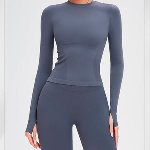 เสื้อยืดโยคะแขนยาวผู้หญิง ผ้าฝ้าย 100% กันน้ำ กันลม ระบายอากาศดี คอกลม สำหรับวิ่งออกกำลังกายกลางแจ้ง - Product Image 1