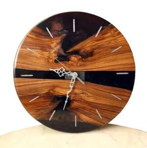 Horloge murale en bois de rivière en résine époxy noire la plus vendue horloge murale décorative à la main fabricant et exportateur indien - Product Image 6