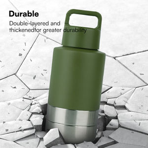 Bouteille d'eau de voyage pour chien 3-en-1 32oz en acier inoxydable avec deux bols détachables pour la nourriture et l'eau - Product Image 5