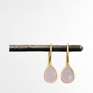 Exclusive 925 Sterling Silver Pink Rose Jewelry Gold-Plated Pear Shape Gemstone Earrings With <b>Diamond</b> for <b>Wedding</b> or Gift - Product Image 5