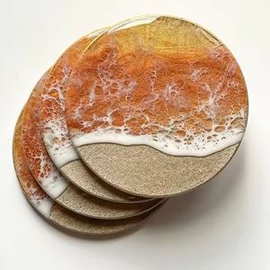 แผ่นรองแก้วเรซิ่นทำมือสุดหรู เป็นมิตรกับสิ่งแวดล้อม ปรับแต่งสีได้ รูปทรงกลม ใช้เป็นแผ่นรองโต๊ะในครัว พร้อมขนาดที่กำหนดเองได้ - Product Image 1