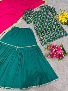 Latest Designer 3-Piece Sharara Gharara Kurti <b>Set</b> Gorgeous Indian Embroidered Ethnic Wear <b>for</b> Parties Pakistani Gorgeous - Product Image 6