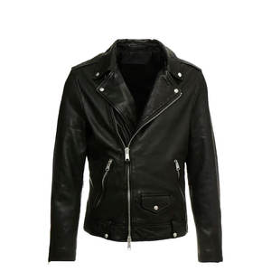 Vestes de moto en gros à fermeture éclair en cuir pour hommes Veste en cuir pour hommes motard Zips avant personnalisés - Product Image 3