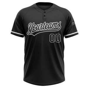 Sublimación personalizada 2-Botón Softball & Jersey de béisbol con mangas de jersey negro Venta entera" - Product Image 2
